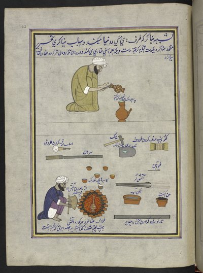 Pot-enamellers, 86 幅图画装订成册，描绘了克什米尔的行业和职业，图中的工匠正在使用工具和设备工作，作者为克什米尔艺术家，可能创作于斯利那加，约 1850-60 年（纸面水粉画）。 作者 印度学校