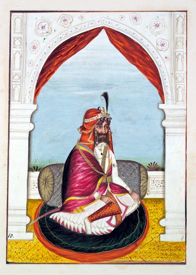 Rajah Suchet Singh，来自旁遮普王国，其统治者和酋长，第一卷，由一位身份不明的印度艺术家进行的27次水彩研究，第1840页（纸上写着） 作者 印度学校