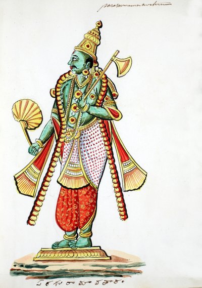 Rama-with-the-Axe（Parashurama）（wc在纸上） 作者 印度学校