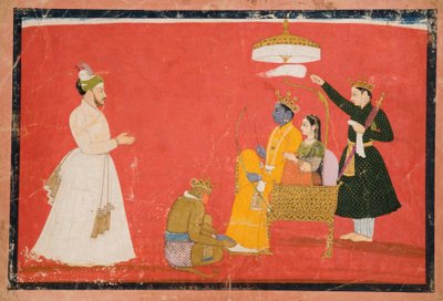 Rama和Sita Enthroned，1750（不透明的wc＆黄金在纸上） 作者 印度学校