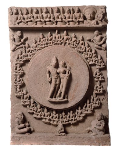 Shiva Parvati，来自 Makarandanagar（浮雕，9-10 世纪） 作者 印度学校