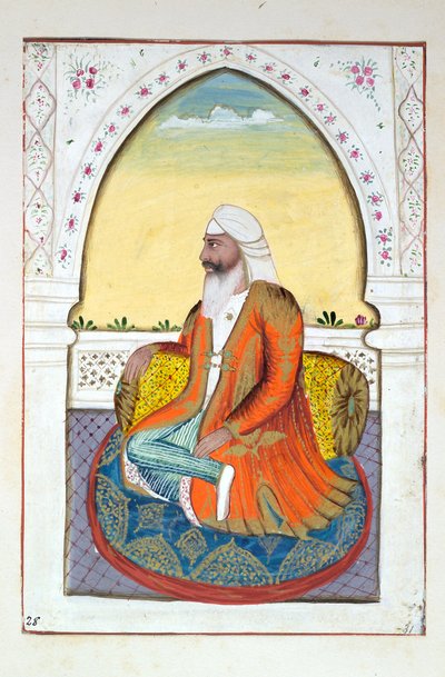 来自旁遮普王国的Sirdar Fatteh Singh，其统治者和酋长，第二卷，由一位身份不明的印度艺术家进行的30项水彩研究，第1840页（纸上写着） 作者 印度学校