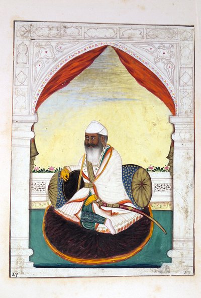 Sirdar Gurmukh Singh Bhai，来自旁遮普王国，统治者和酋长，第二卷，由一位身份不明的印度艺术家进行的30项水彩研究，第1840页（纸上写着） 作者 印度学校