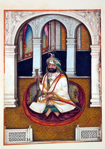 Sirdar Lehna Singh，来自旁遮普王国，统治者和酋长，第一卷，由一位身份不明的印度艺术家进行的27次水彩研究，第1840页（纸上写着） 作者 印度学校