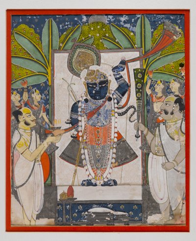 Sri Nathaji，1775年（不透明的wc，纸上的金和银） 作者 印度学校