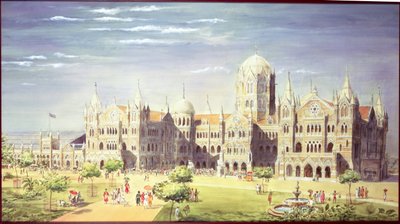 Chaderpati Shivaji Terminus站，印度孟买，1900年（纸上彩色） 作者 印度学校