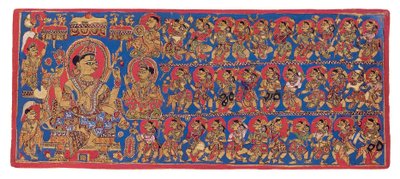 因陀罗天庭，出自&39;Devasanaparo Bhandar&39;Kalpasutra，约1475年（纸上不透明水彩和金色） 作者 印度学校