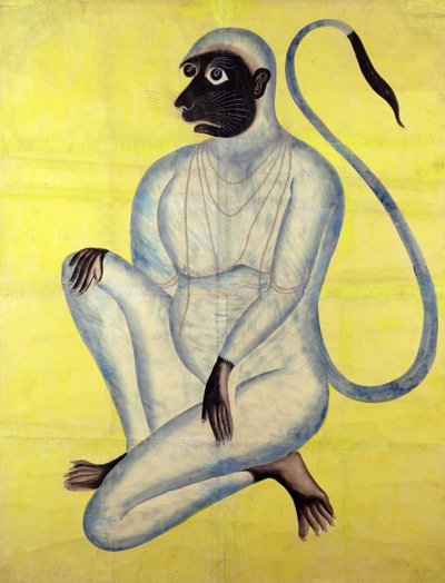 猴神哈努曼，Kalighat，加尔各答，1870年（纸上银色） 作者 印度学校