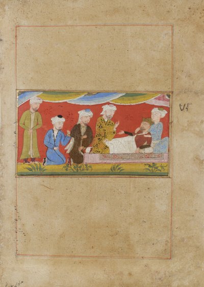 生病的亚历山大决定他的意志，c.1475（纸上不透明的wc） 作者 印度学校