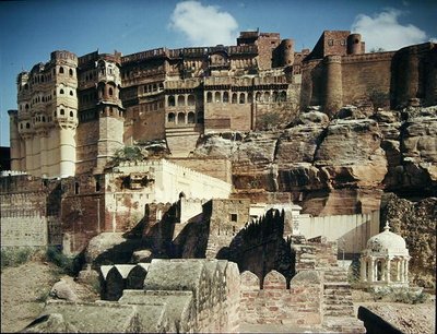 Mehrangarh堡垒的看法，建于1459年 作者 印度学校