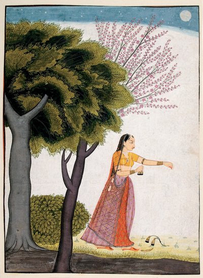 Vipralabdha nayika，1770年（不透明wc＆黄金在纸上） 作者 印度学校