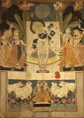 崇拜Srinathaji, Nathdwara, Rajput学校 作者 印度学校