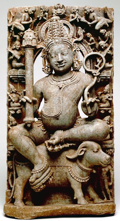 Yama，来自Bhubaneswar，Odisha，公元1100年（片岩） 作者 印度学校