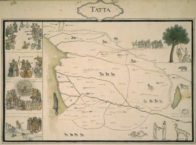 Tatta"，来自莫卧儿印度地图集，出自法国步兵上校 Jean-Baptiste-Joseph Gentil 委托制作的画册 作者 印欧语印欧语