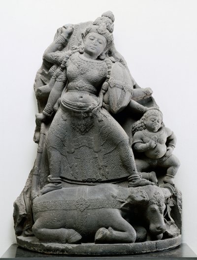 杜尔加杀害Mahisa，c.1300（火山石） 作者 Indonesian School