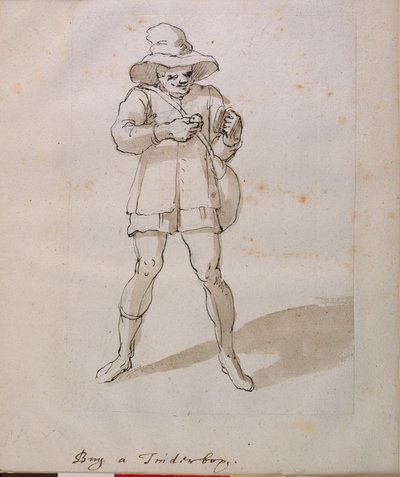 卖火柴盒的人（纸上的笔墨画 作者 伊尼戈·琼斯（Inigo Jones）