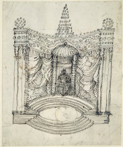 A throne (pen & ink on paper) 作者 伊尼戈·琼斯（Inigo Jones）