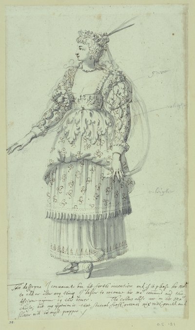 Chloris：Henrietta Maria 的最终草图，约 1631 年（纸上笔墨） 作者 伊尼戈·琼斯（Inigo Jones）