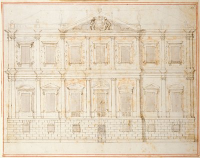 Elevation of the penultimate design for Banqueting House, Whitehall, c.1619 (pen & ink on paper) 作者 伊尼戈·琼斯（Inigo Jones）