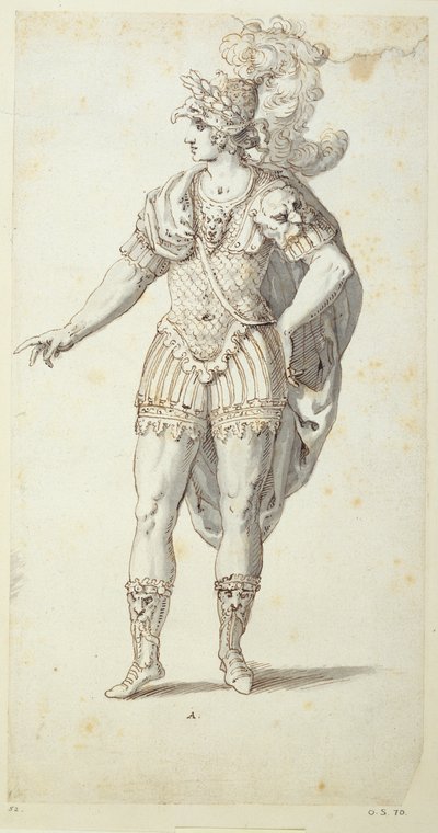 奥伯伦衣服的最终设计，约1611年（纸上笔墨）。 作者 伊尼戈·琼斯（Inigo Jones）