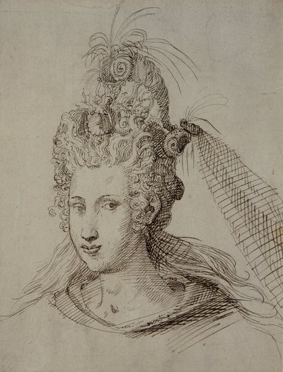 Headdress, probably for Anne of Denmark (pen & ink on paper) 作者 伊尼戈·琼斯（Inigo Jones）