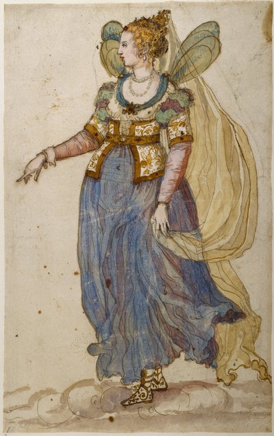 化装舞会女士（纸上水彩 作者 伊尼戈·琼斯（Inigo Jones）