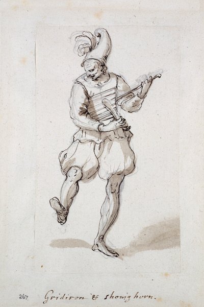 带烤架和鞋拔的男人（纸上笔墨） 作者 伊尼戈·琼斯（Inigo Jones）