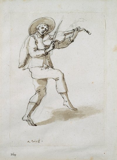 提琴的男人（纸本钢笔） 作者 伊尼戈·琼斯（Inigo Jones）