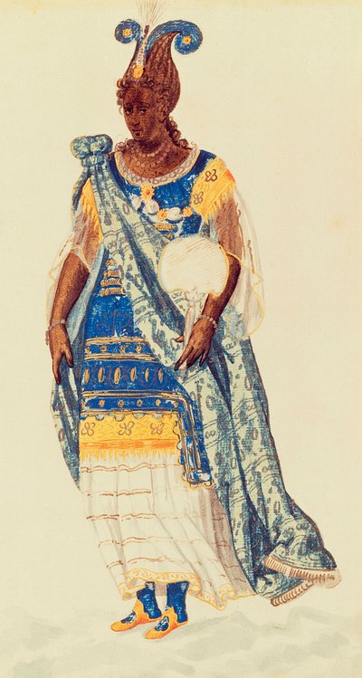 Masquer：尼日尔的女儿，约1608年（纸上水彩）。 作者 伊尼戈·琼斯（Inigo Jones）