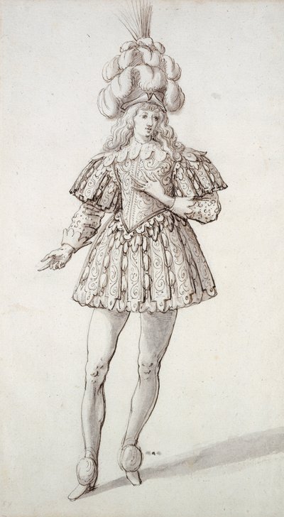 带羽毛和羽毛的面具（纸上笔墨） 作者 伊尼戈·琼斯（Inigo Jones）