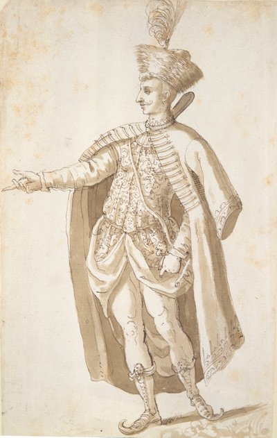 波兰骑士（纸上钢笔和墨水 作者 伊尼戈·琼斯（Inigo Jones）