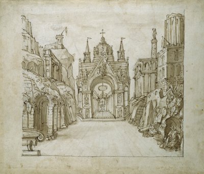圣乔治门廊，约 1610 年（纸上笔墨） 作者 伊尼戈·琼斯（Inigo Jones）