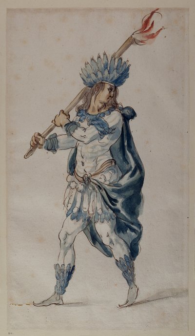 火炬手：一个印第安人（纸上水彩画 作者 伊尼戈·琼斯（Inigo Jones）