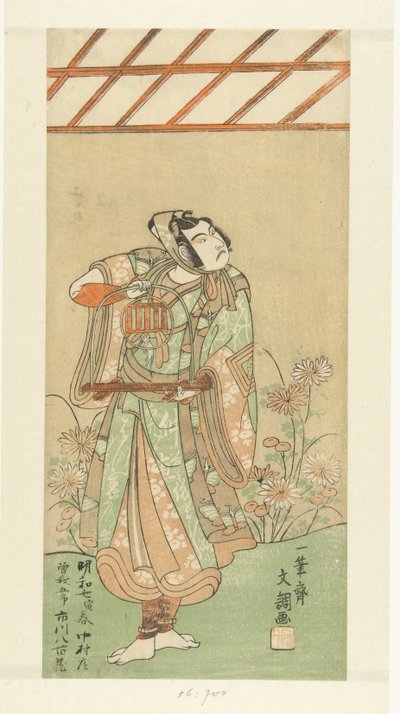 饰演曾我五郎的演员 Ichikawa Yaozo II 与狐狸陷阱 作者 一物斋文长