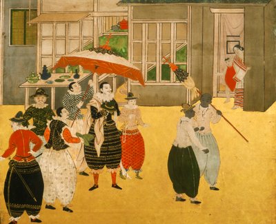2005 年，描绘桃山时期葡萄牙商人访问日本的南番画屏细节（照片） 作者 艾拉·布洛克