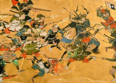 中间两幅画描绘了大阪战役的场景，2005 年，日本（照片） 作者 艾拉·布洛克