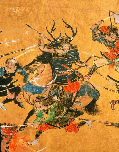Samuari- 2 幅描绘大阪战役细节场景的画板，2005 年（照片） 作者 艾拉·布洛克