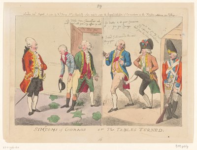 德沃格拉斯和奥尔良公爵之间的荣誉问题，1790 年 勇气的症状或逆转（对象上的标题） 作者 Isaac Cruikshank