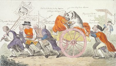 史密斯菲尔德公司的养猪之旅，或议员们的猪展，1790年。 作者 艾萨克·克鲁克申克