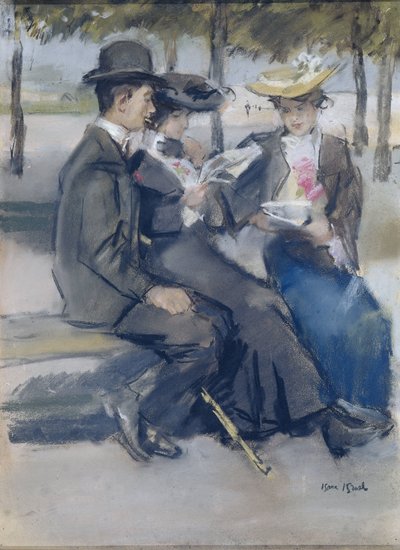 巴黎附近的布洛涅森林 作者 Isaac Israels（艺术家签名）