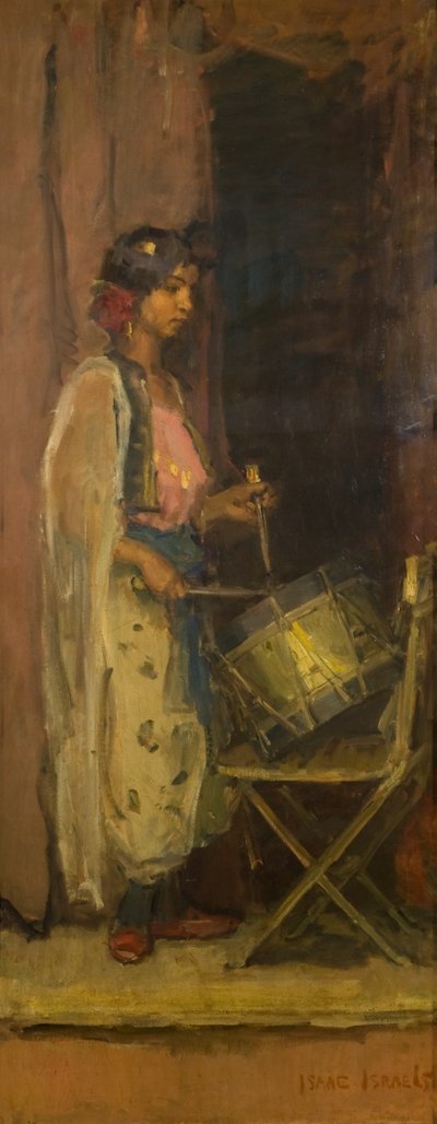埃及鼓手女孩（布面油画） 作者 以撒以色列