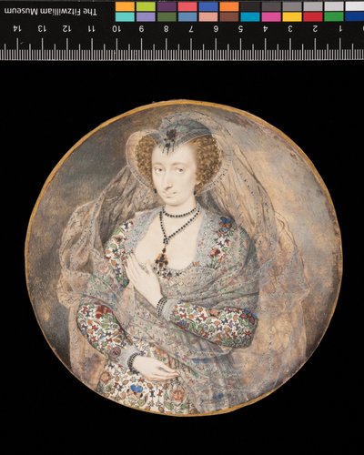 微型画。未知女士。露西-哈灵顿，贝德福德伯爵夫人（原头衔），约 1605 年（卡片上的人体彩绘和水彩画） 作者 艾萨克·奥利弗（Isaac Oliver）