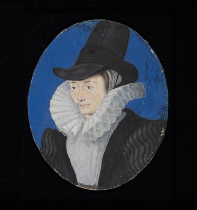 一位不知名的女士的肖像缩影，c.1590（在牛皮纸上的wc） 作者 艾萨克·奥利弗（Isaac Oliver）