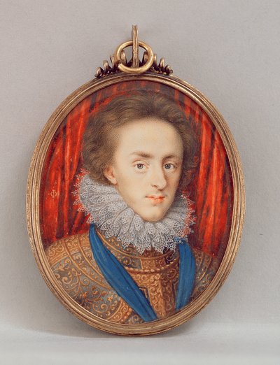 亨利，威尔士亲王（1594-1612）c.1610（在牛皮纸上的wc）的肖像 作者 艾萨克·奥利弗（Isaac Oliver）