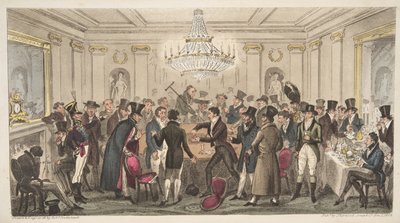 现代地狱的内部 -  vide。 The Cogged Dice，来自The English Spy，pub。 1824年（手工彩色雕刻） 作者 艾萨克·罗伯特·克鲁克香克