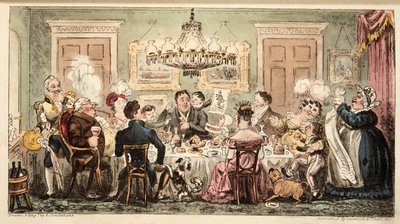 Liston和Lambkins或Citizens Dinner Party，来自The English Spy，pub。 1824年（手工彩色雕刻） 作者 艾萨克·罗伯特·克鲁克香克