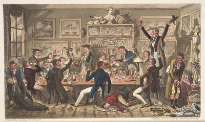 来自英国间谍的牛津运输公司或大学流亡者，于1824年在伦敦出版（手工彩色雕刻） 作者 艾萨克·罗伯特·克鲁克香克