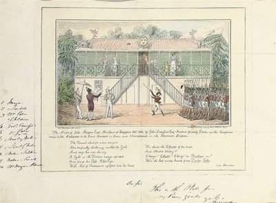 1824年10月，新加坡商人约翰·摩根（John Morgan）被捕，居民，曾任公司服务部医生，法院后期大使，曼谷，暹罗和缅甸帝国Umrapoorah，常驻约翰·克劳福德·Esq（1827年5月） 作者 艾萨克·罗伯特·克鲁克香克