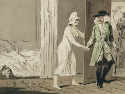戴绿帽子去了Hunt，c.1800（笔和墨水在纸上用wc） 作者 艾萨克·罗伯特·克鲁克香克