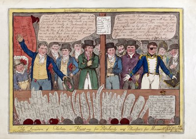 麦克斯韦尔的选举自由或狩猎人气和丰满，酒吧。 G. Humphrey，1818年（手工彩色雕刻） 作者 艾萨克·罗伯特·克鲁克香克